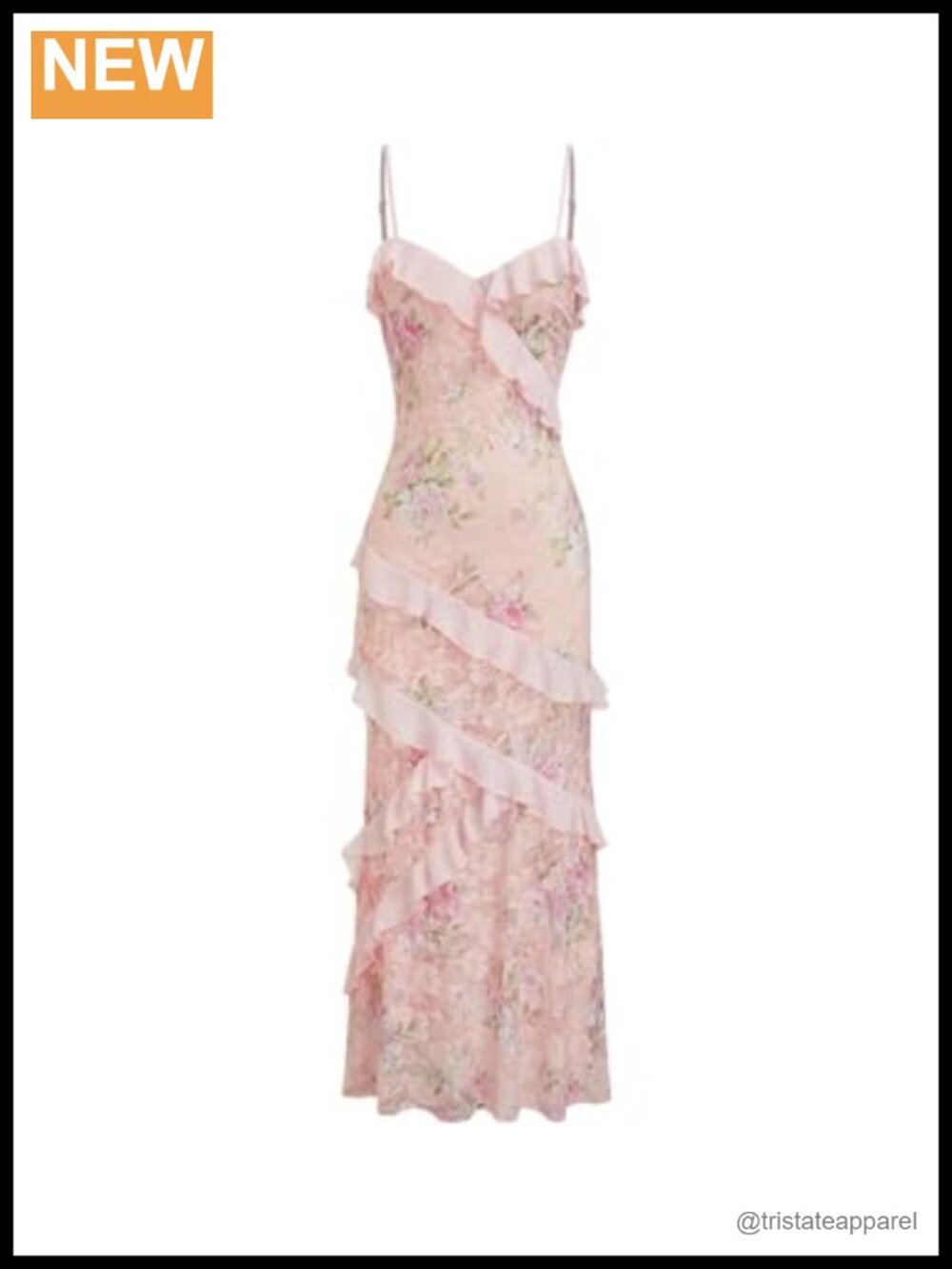 Floral Lace Maxi Dress V-Neck Ruffle Slim Fit Wedding Guest Formal